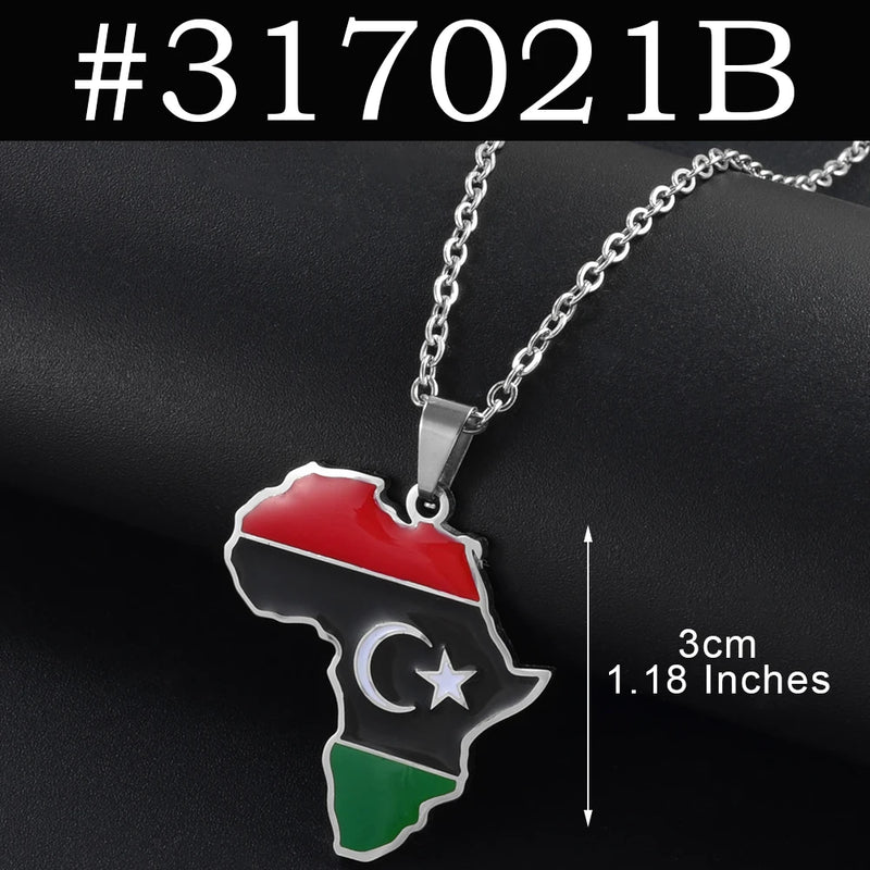 Anniyo 3CM Hip-hop Africa Map Pendant Necklaces Stainless Steel Algeria Morocco Egypt Tunisia Libay Jewelry