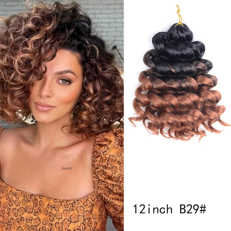 12Inch Water Wavy Synthetic Crochet Hair Ombre Hawaii Afro Curls Braiding Hair Extensions For Women Ocean Wave Hair