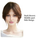 Adesivos de cabelo humano com gancho e laço, pasta mágica, toppers de cabelo para mulheres, sem clipe, cabelo humano, divisão intermediária, franja lateral de 10 polegadas