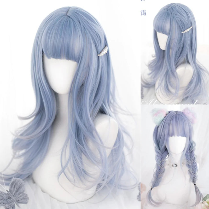 OLACARE  Synthetic Long Straight Lolita Wig with Bang Black Red Two-Tone Cosplay Party Halloween Christmas Wavy Curly Wig