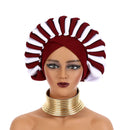 Handmade Africano Auto Gele Headties, Tampas de Turbante Feminino, Envoltório de Cabeça das Mulheres, Aso Oke, Chapéus de Casamento Nigeriano Tradicional, Ready to Wear