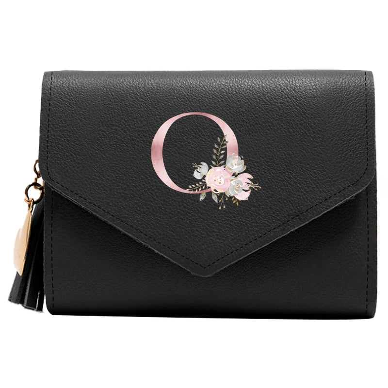 Purse Female Mini Wallet Cute Purse Pink Flower Pattern Slim Wallet RFID Blocking Credit Card Holder Coin Pocket ID Window