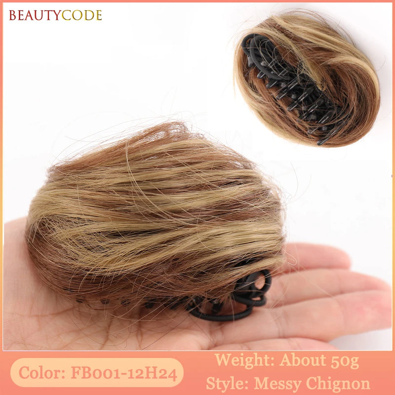 BEAUTYCODE Synthetic Clip-on Hair Bun Elastic Band Hair Messy Chignon Extension Scrunchie Hairpiece For Women and Kids