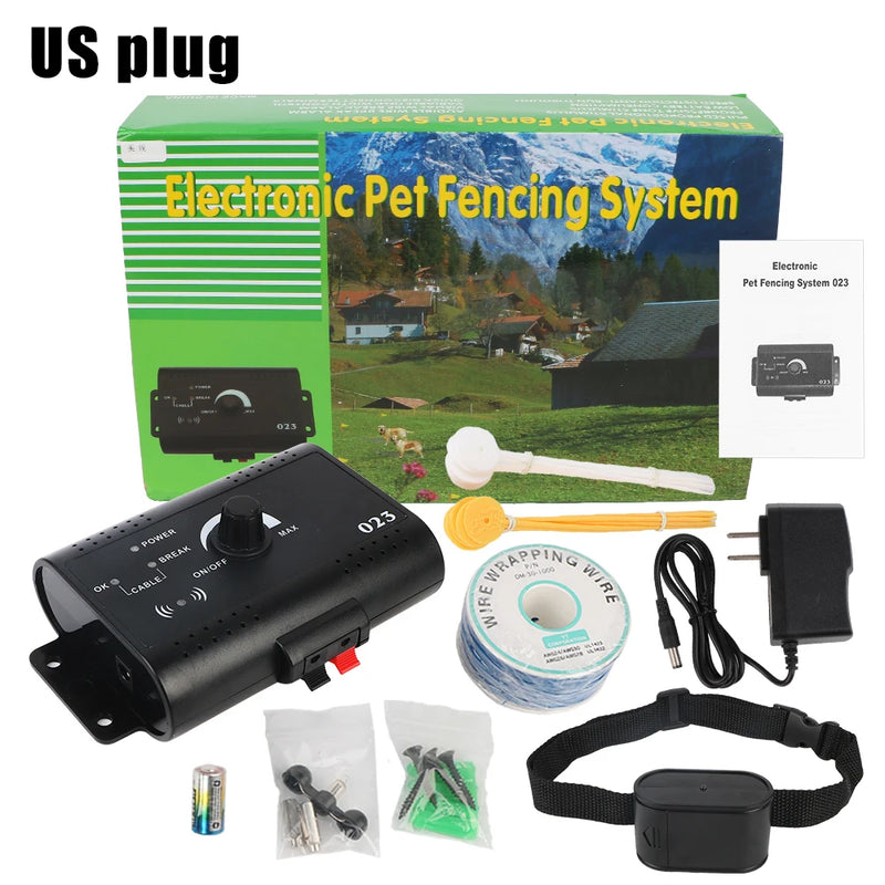 Sistema eletrônico de cerca para animais de estimação, coleira de treinamento para cães, acessórios para animais de estimação, cerca elétrica para cães, som chocado, à prova d'água