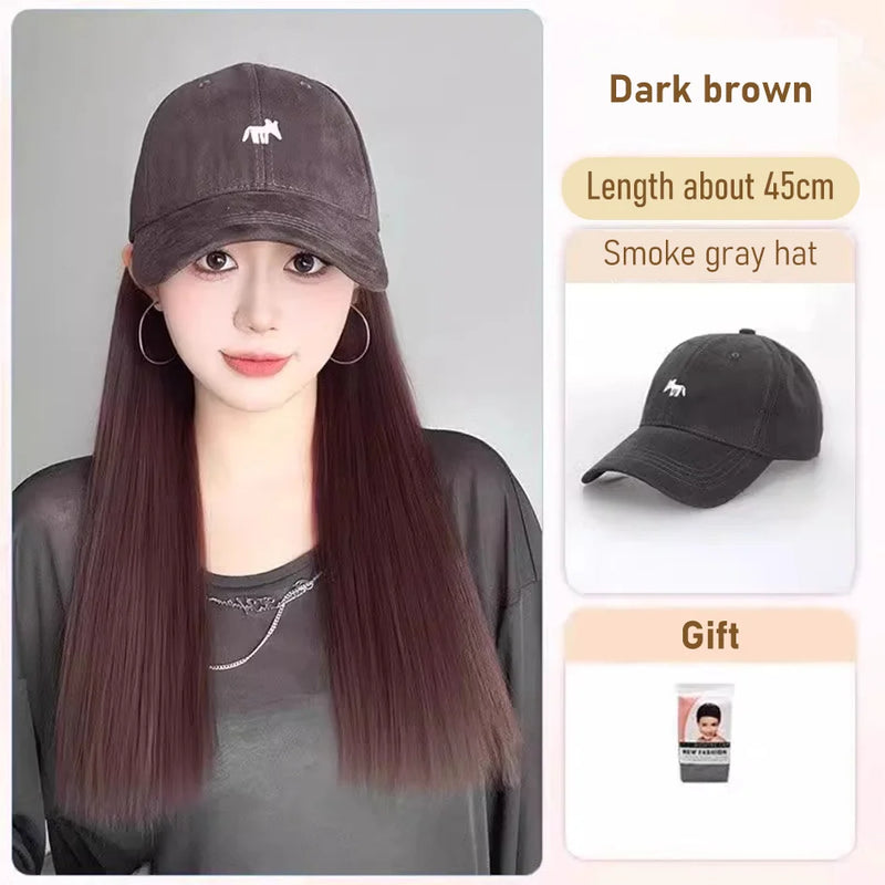 synthetic 30/40cm45cm wig baseball cap long straight hair wig duck tongue cap bobble head curly hair ponytail bob Christmas gift