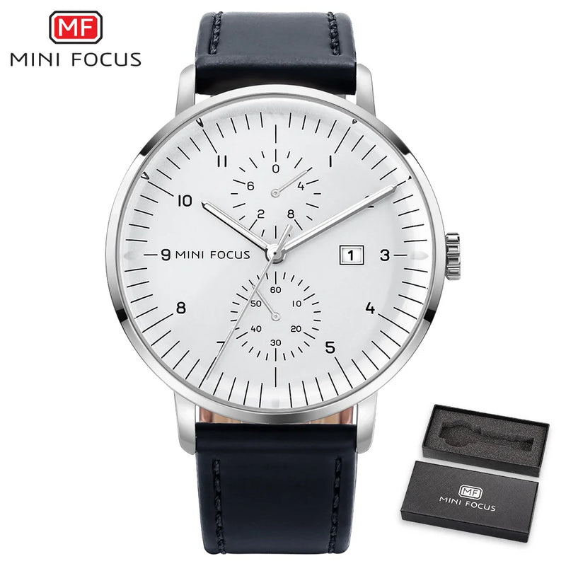 Mini foco luxo à prova dwaterproof água relógios masculinos calendário janela prata negócios relógio de quartzo pulseira aço inoxidável mãos luminosas 0052
