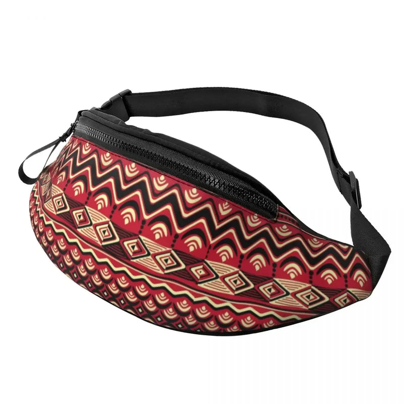 African Kente Cloth Design Fanny Pack for Men Women Africa Ethnic Pattern Crossbody Waist Bag Cycling Camping Phone Money Pouch