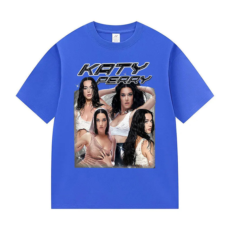 Singer Katy Perry The Lifetimes Tour 2025 Graphic T-Shirt Men Women's Fashion Harajuku T-Shirts Vintage Oversized Cotton T Shirt