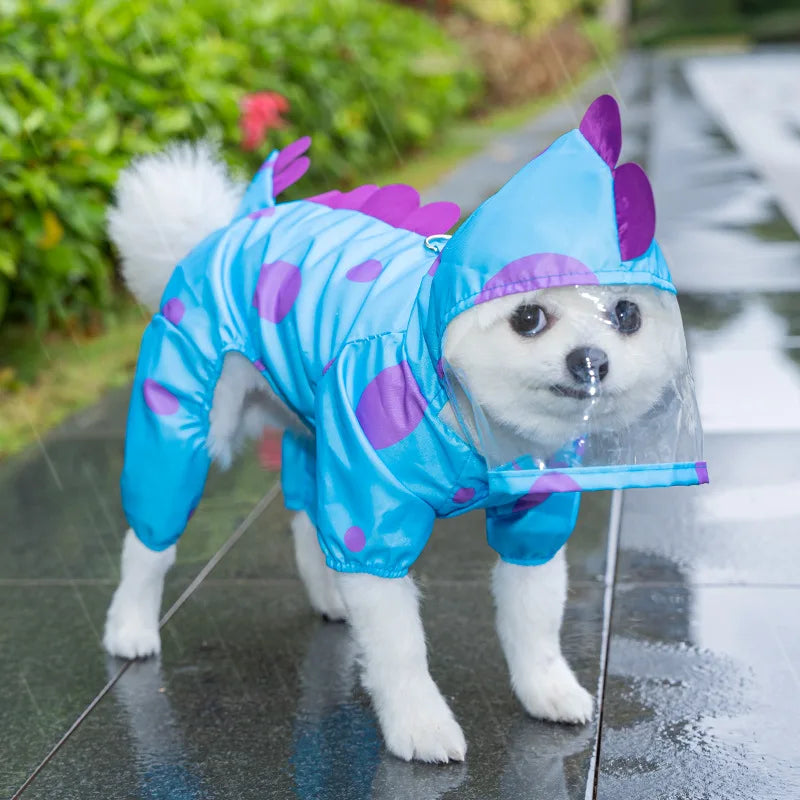 Dog Waterproof Raincoat with Poncho Hoodie, Adjustable Pet Rain Jacket with Leash Hole for Small Medium and Large Dogs