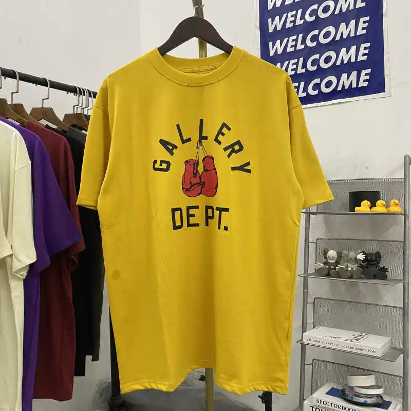 Loose Fit Boxing Glove Letter Print T-irt High Street Sle ort Sve Casual Top for Youth Summer Faion round Ne