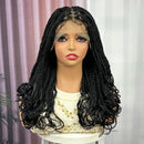 Ombre sintético frente do laço quadrado knotless caixa trançada peruca com extremidades onduladas peruca de tranças frontais do laço com cabelo do bebê para preto