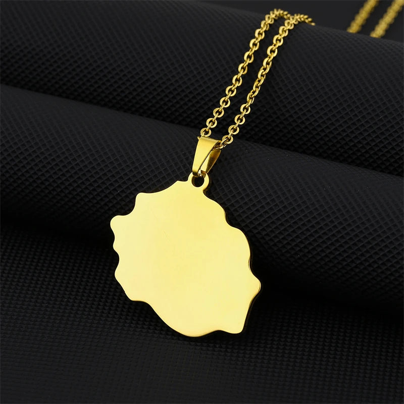 Fashion Reunion Island Map Pendant Necklace Stainless Steel For Women Girls Gold Silver Color Charm Female Choker Jewelry