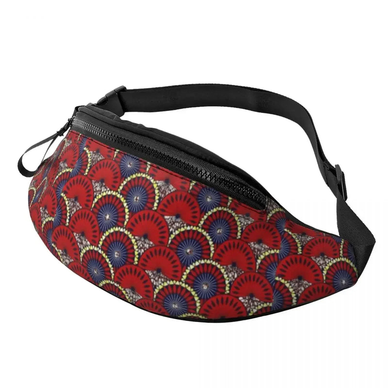 African Kente Cloth Design Fanny Pack for Men Women Africa Ethnic Pattern Crossbody Waist Bag Cycling Camping Phone Money Pouch