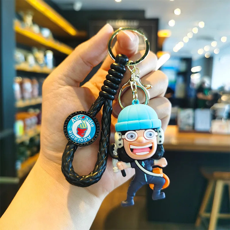 MINISO New Cool and Cute Cartoon Character Luffy Ace Keychain Couple Backpack Car Key Pendant Party Decoration Children's Gift