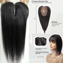 Toppers de cabelo loiro ombre para mulheres 100% remy cabelo humano topper com base de seda bang clipe em topper extensão de cabelo com cabelo fino