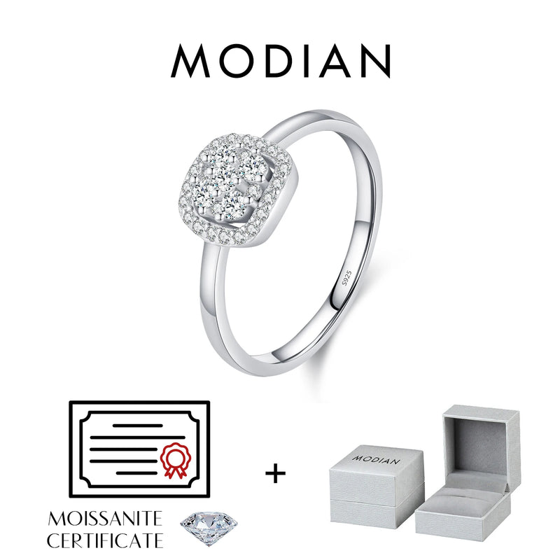 Modian espumante vvs1 d cor pavimentar ajuste moissanite anel 925 prata esterlina anel de banda de casamento para mulheres jóias finas