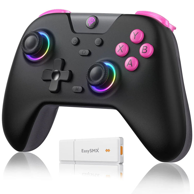 Controlador de jogos sem fio EasySMX X05 Bluetooth Gamepad compatível com PC/Switch/Telefone/TV/Steam, efeito Hall RGB, preto