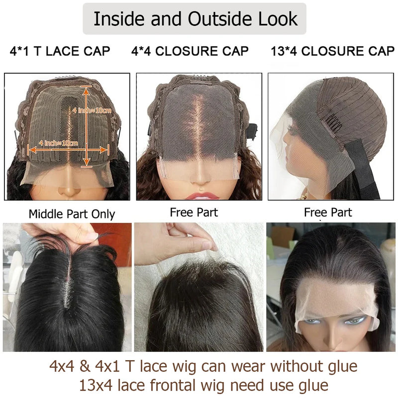 Middle Part Brown Straight Human Hair Wig For Women Short 12-20 inch Easy Wear Transparent Lace Closure Wig BOBBI
