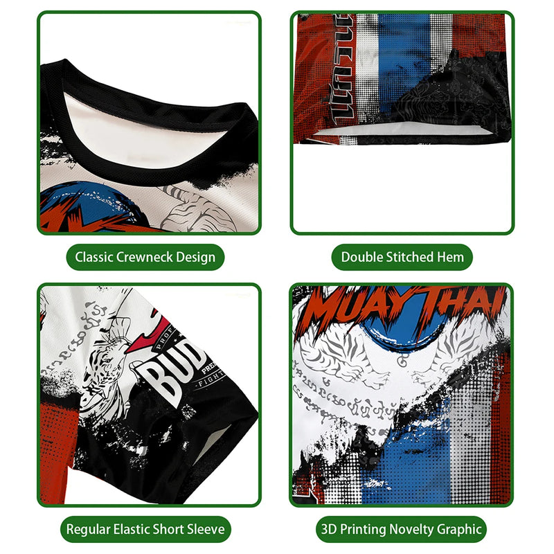 2025 New Fighting Boxing Suit Summer Hot Sale Men's T-shirt Loose Breathable 3D Printed Short Sleeve Men's Sports Fitness Tops