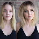 Toppers de cabelo loiro ombre para mulheres 100% remy cabelo humano topper com base de seda bang clipe em topper extensão de cabelo com cabelo fino