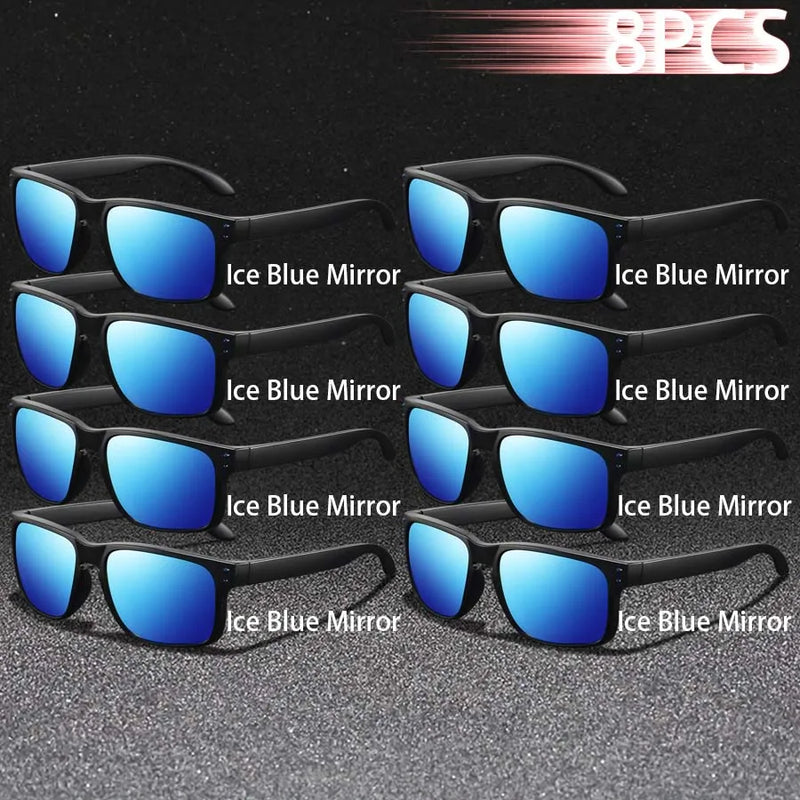 8 pçs moda clássico quadrado uv400 óculos de sol das mulheres dos homens dirigindo colorido na moda leve ao ar livre óculos