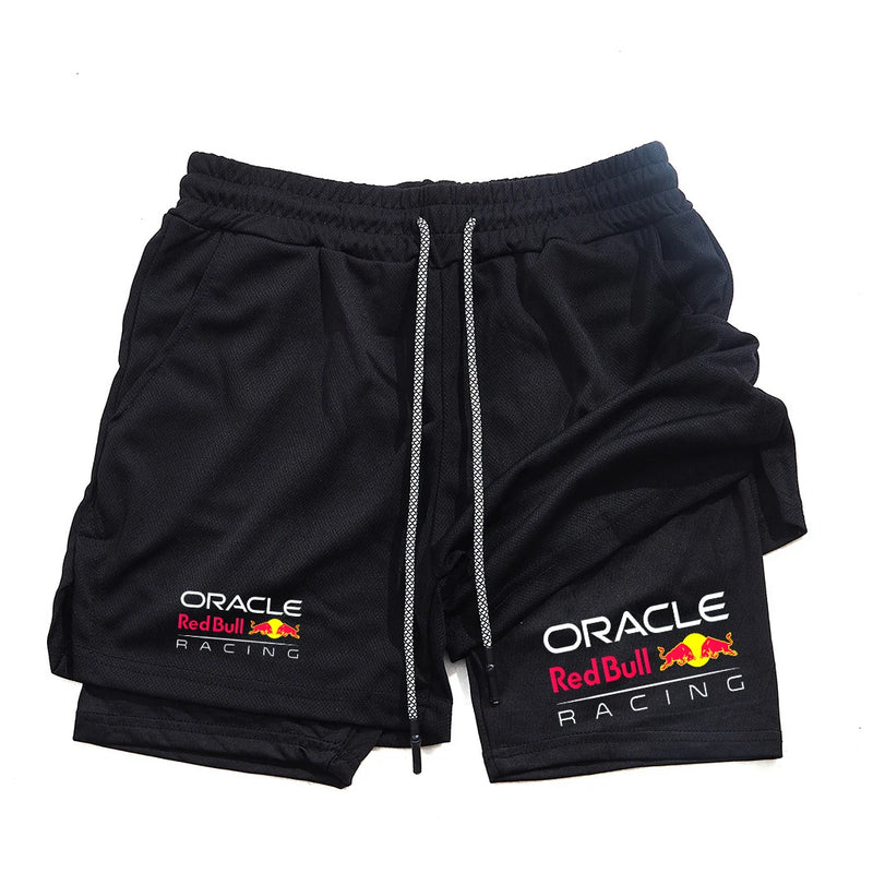 Red Bull 2-in-1 men's sports shorts, casual, quick-drying, double-layer breathable, perfect for summer running and fitness