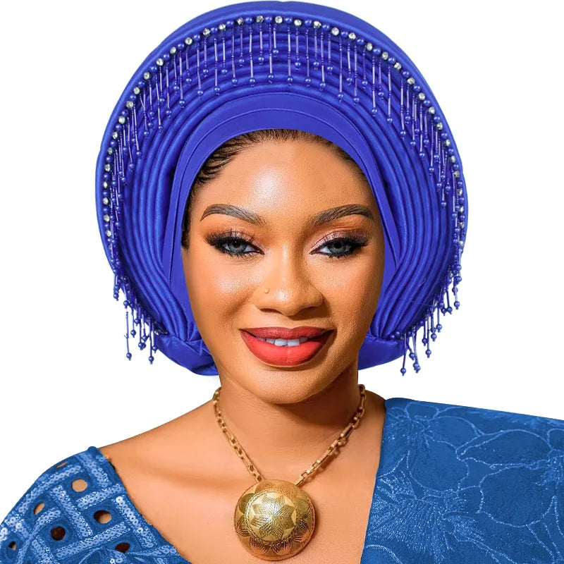 Already Made African Headtie Women's Turban Cap Female Head Wraps Nigeria Wedding Auto Geles Party Headwear Hat African Headtie