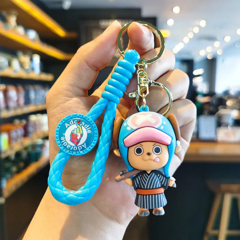 MINISO New Cool and Cute Cartoon Character Luffy Ace Keychain Couple Backpack Car Key Pendant Party Decoration Children's Gift
