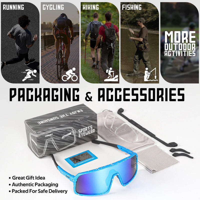 Óculos esportivos masculinos polarizados óculos de sol bicicleta mtb ciclismo uv400 óculos para pesca caminhadas jogging golfe beisebol