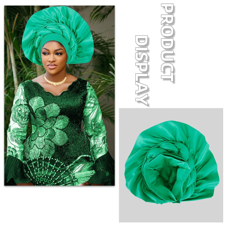 African Female Turban Cap Women Autogele Headtie Nigeria Fan Geles Wedding Party Head Wraps Headwear Bonnet Hijab Hat Headscarf