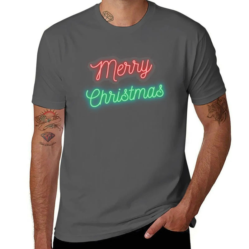 Merry Christmas LED Lights T-Shirt summer tops tops clothes for men