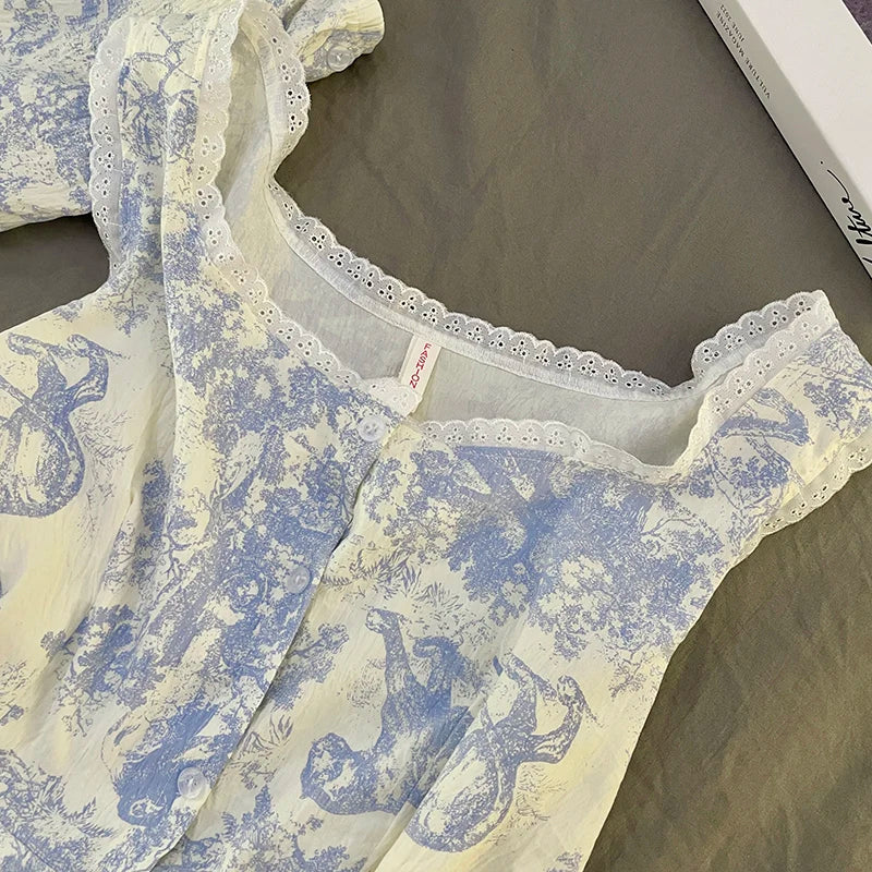 Summer Svel Women's Spwear Set Home Clothes Small Lace Trim Top And orts Outfit Lightweight Cloud Cotton Nightgown