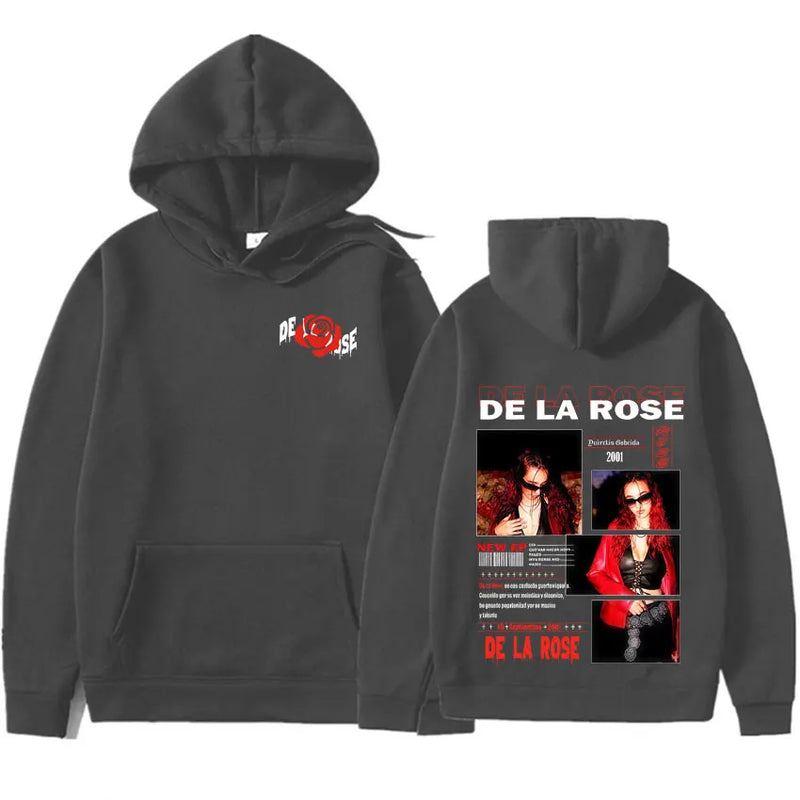 De La Rose Album Trendy Double Sided Print hoodies Mens High Quality trendy gothic Oversized popluar pullover Casual Sweatshirts