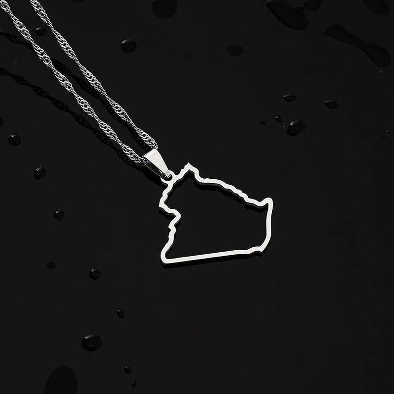 Africa Algeria Map City Pendant Necklace Stainless Steel Men Women Ethnic Maps Jewelry African Gift