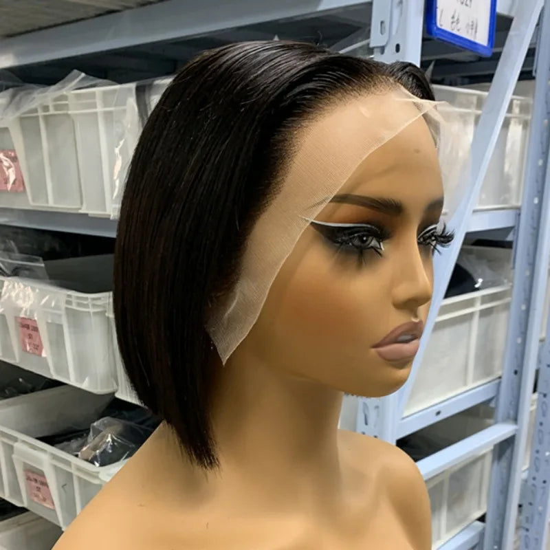 Super Double Drawn BOB Glueless Bone Straight Vietnamese Hair Wigs 8 Inch 13x4 Lace Frontal Wig 2x6 4x4 5x5 Closure Wig