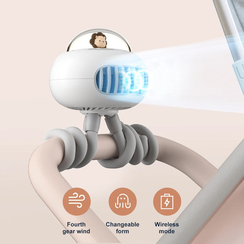 Mini ventilador para carrinho, ventilador oscilante automático, ventilador portátil alimentado por bateria de 1200mAh, ventilador com clipe de tripé flexível de 3 velocidades para carro