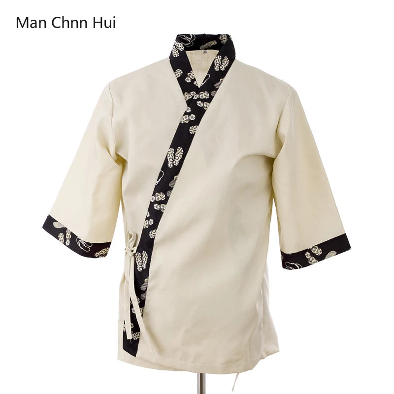 Japanese-Style Men's Cook Jacket Sushi Restaurant Kitchen Work Clothes Hotel Professional Breathable Chef Uniform For Women