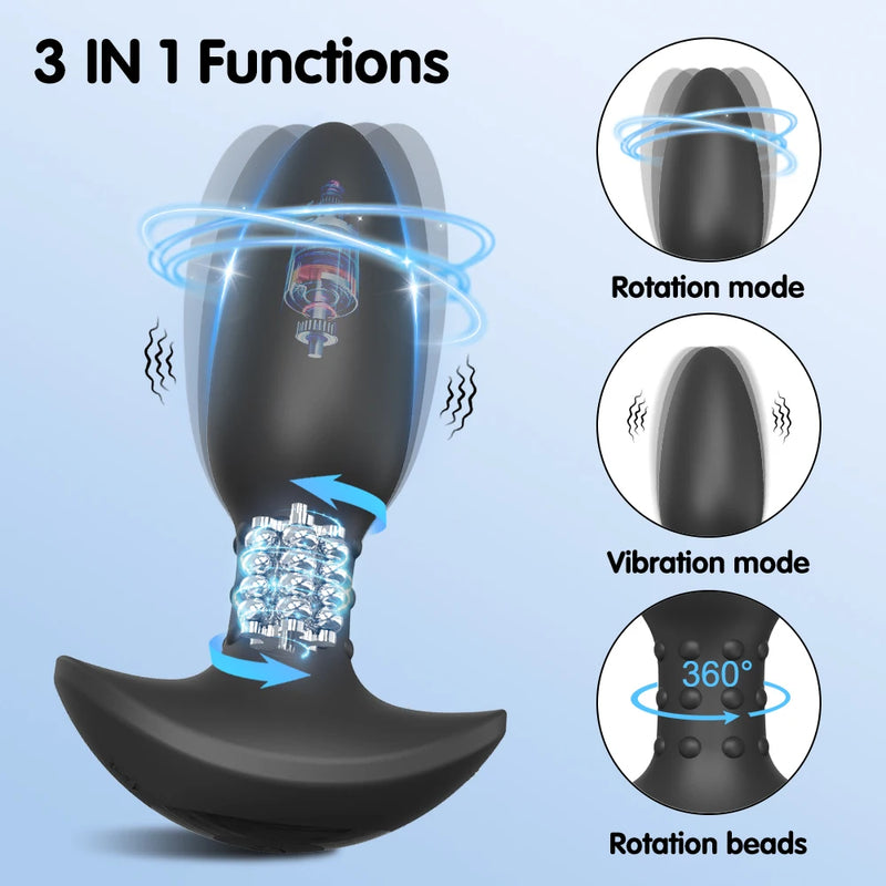 APP Anal Plug Butt Plug Brinquedos Sexuais para Homens Wiggle Massageador de Próstata 360 °   Brinquedo sexual vibrador anal vibratório de rotação para mulheres masculinas