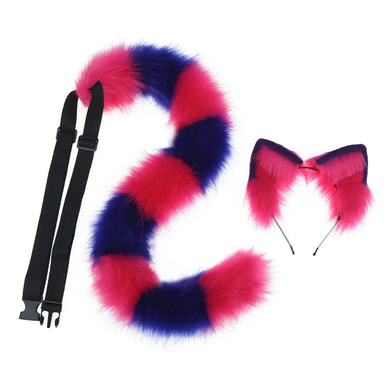 Cheshire gato cosplay adereços animal orelha cauda bandana halloween carnaval clube pub masquerade festa trajes feminino headwear