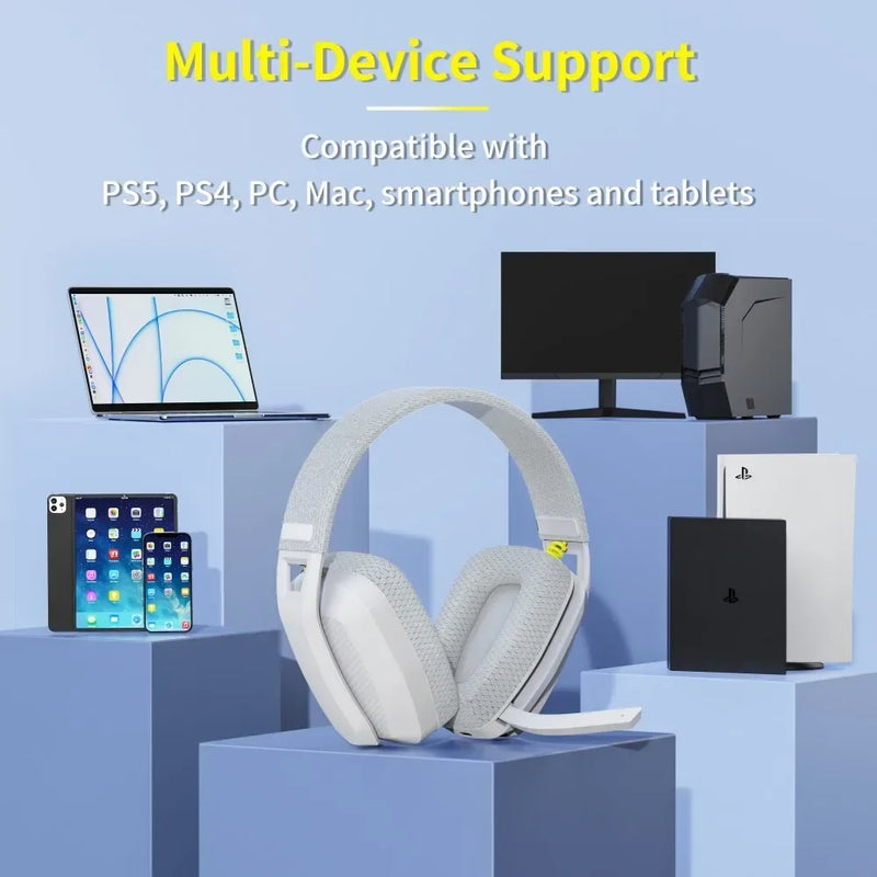 Binnune bw06 2.4ghz bluetooth gaming headset com microfone para ps5 ps4 pc mac playstation fone de ouvido sem fio para jogos com microfone
