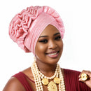 Moda feminina elástico plissado turbante africano boné senhora cabeça envolve nigeria casamento auto gele headtie festa chapelaria chapéu