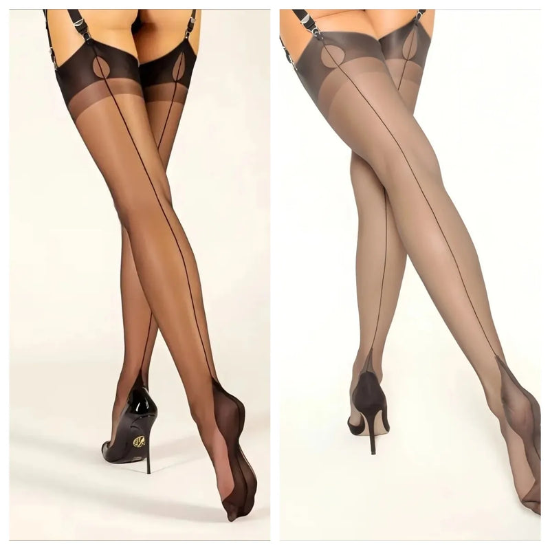 Women's Ultra-thin Retro Nylon Suspender Stockings, Elegant And Sexy Formal Business 8 Denier