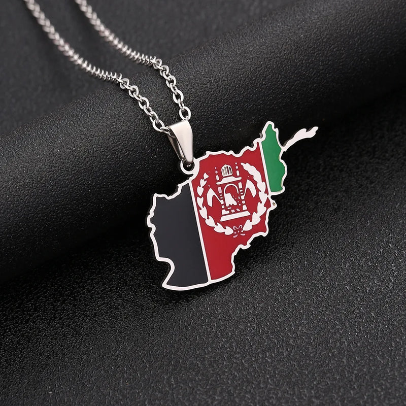 stainless steel Afghanistan map necklace couple style ethnic style popular personality dripping titanium steel