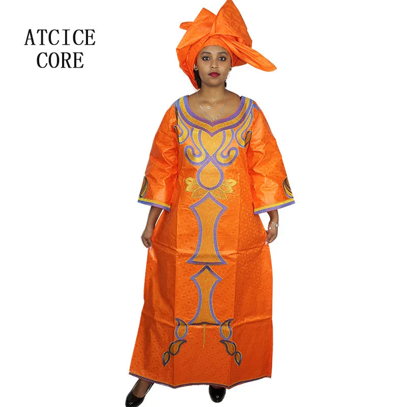 Vestidos Africanos para Mulher, Conjuntos de roupas, Bazin Riche, Bordado Design, Vestido longo