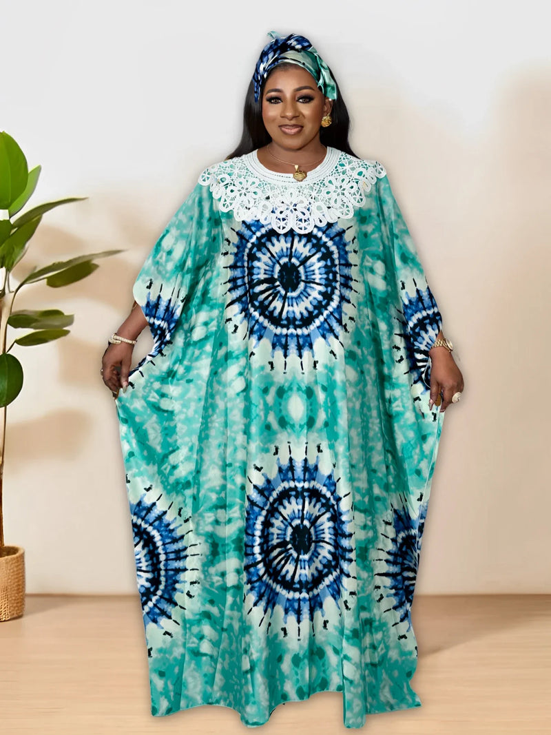 Vestido Kaftan de bloco de cor feminino, elegante gola redonda, vestido maxi manga batwing, roupas plus size