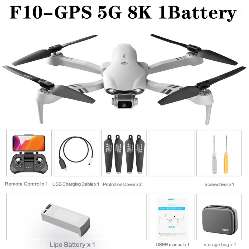 4drc f10 rc drone gps 6k hd câmera dupla grande angular 5g wifi fpv quadcopter sem escova dobrável evitar obstáculos aéreo uav 2km
