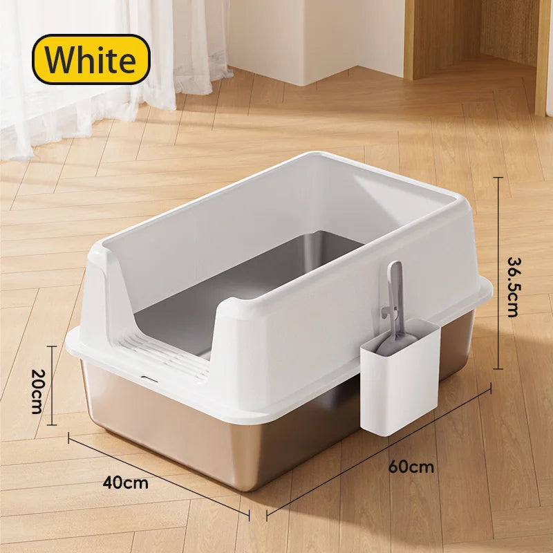 Black Extra Large High Fence Stainless Steel Cat Little Box Easy to Clean Suitable for large and small cats Arenero Para Gato
