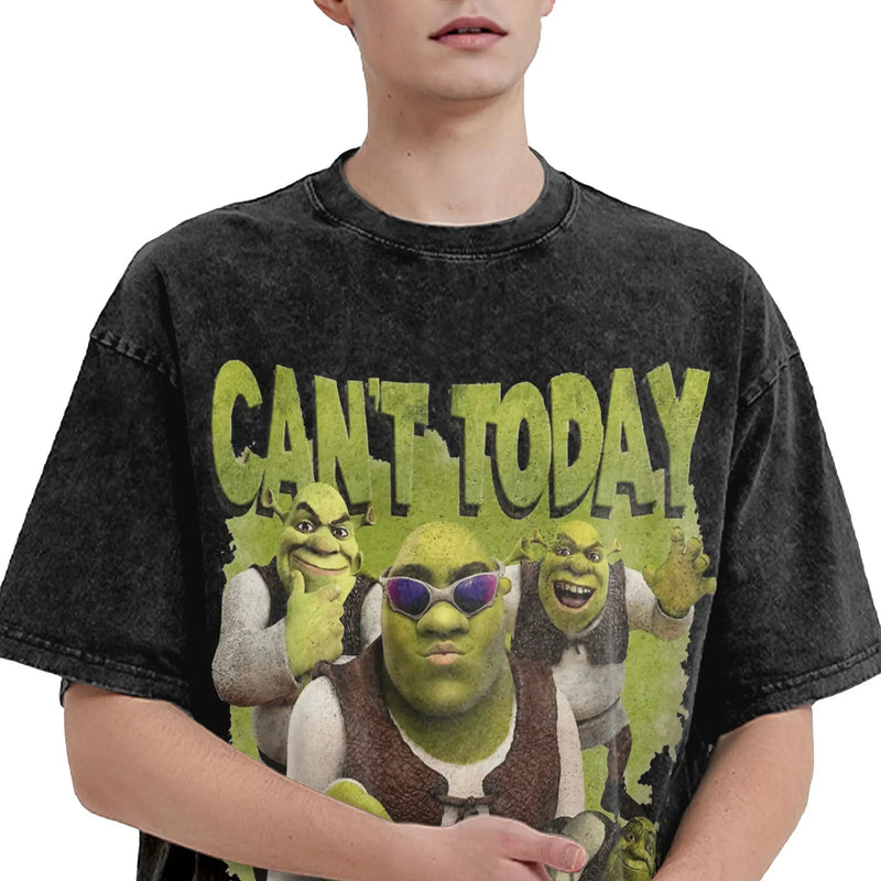 Swamped Shrek T Shirt Summer  Aesthetic T-Shirts Casual Trendy Cool Tshirt For Couple Short-Sleeved Design Top Tees