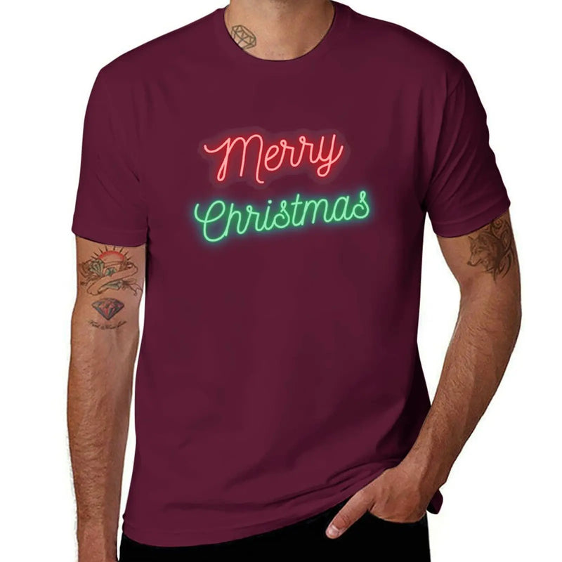 Merry Christmas LED Lights T-Shirt summer tops tops clothes for men