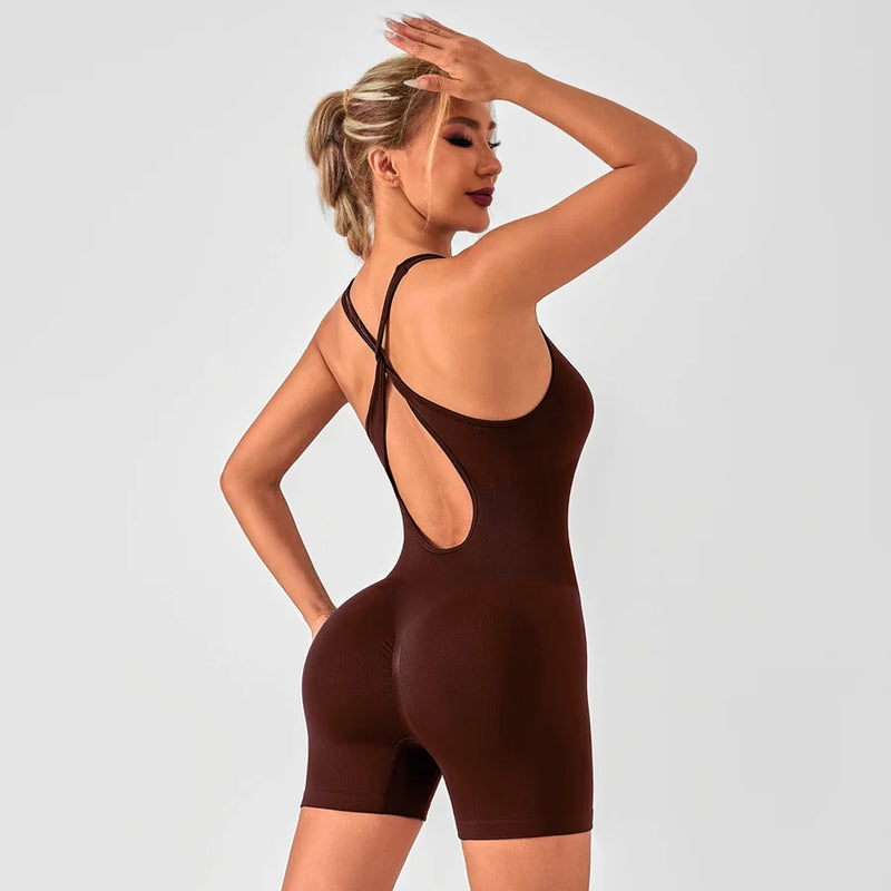 Bodysuit de verão roupas esportivas mulher ginásio sexy bodysuit para festa de fitness shorts macacões feminino yoga combi-calças macacão